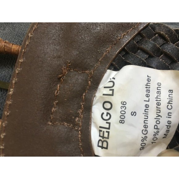 Belgo Lux Wide Dark Brown 2 Tone Leather Weave Fashion Cinch Belt Small - Picture 4 of 4